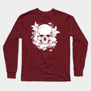 Floral Whispers: A Skull Adorned with Flowers and Butterflies Long Sleeve T-Shirt